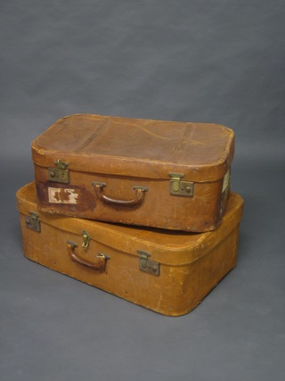 A leather suitcase - The Flightweight case by Watajoy 31" and 1  other with brass mounts 28"