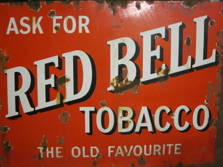 An enamelled advertising sign - Ask for Red Bell Tobacco The  Old Favourite 30" x 40"