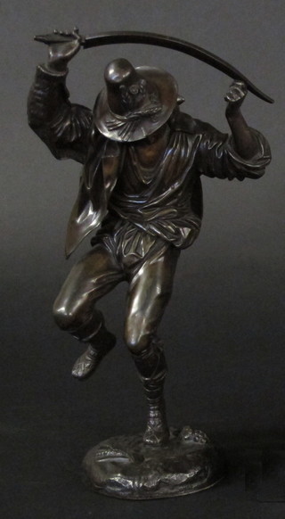 A 19th Century Continental bronze figure of a dancing peasant  11"  ILLUSTRATED