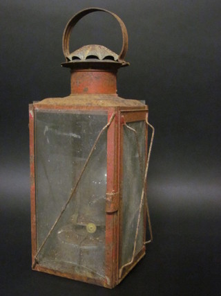 A square metal hand lantern 14"
