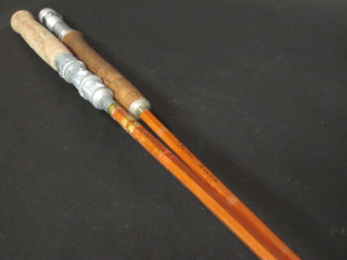A split cane 3 section fly rod with spare tip - The Brunswick  Fanshaw London together with 1 other 3 section fly rod with  spare tips