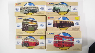 6 various Corgi models of classic buses