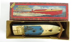 A Hornby racing boat no. 2, Racer II, some corrosion, boxed