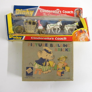 A Dinky Cinderella coach from the film The Slipper and The  Rose, together with a Soviet Russian picture brick game