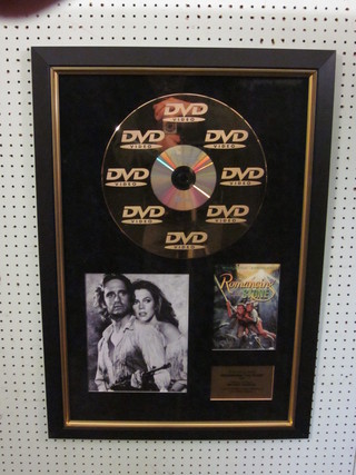 A unique presentation DVD Gold Disc 1984 "Romancing The  Stone", framed