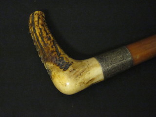 A stag horn handled hunting crop