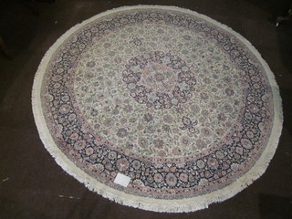 A fine quality circular contemporary Persian white ground rug  100" diameter