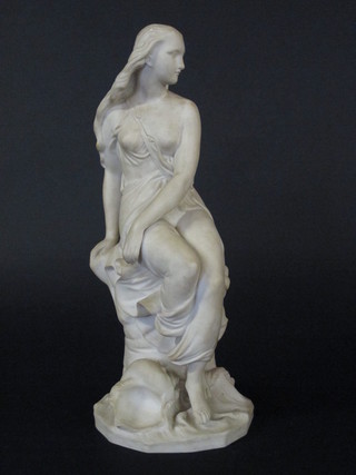 A Victorian Minton Parian figure of a seated Maiden marked Minton M, chip to base, 16"  ILLUSTRATED