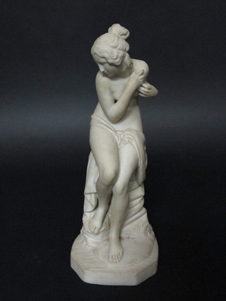 A Parian figure of a seated classical lady, base cracked, 12"  ILLUSTRATED