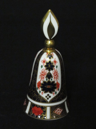 A Royal Crown Derby porcelain bell, base marked 1128 LIII 5"