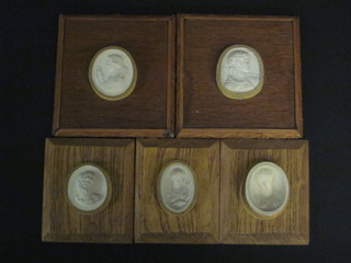 5 18th Century style plaster portrait plaques