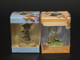 2 Beatrix Potter figures - Benjamin Bunny and Jeremy Fisher,  boxed