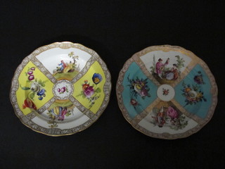 A pair of Meissen circular porcelain plates with segmented decoration, the base with cross swords mark and incised 113,  second,