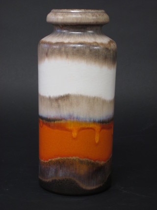 A 1960's West German cylindrical Art Pottery vase, the base  marked 517-30 11"