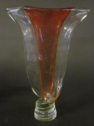 A flared Art Glass vase 14"
