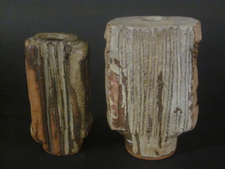 A rectangular Troika style vase 9" and 1 other 8"