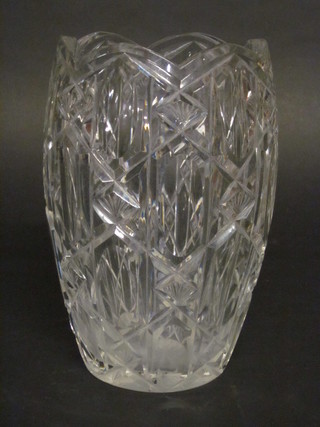 A cut glass vase 9 1/2"