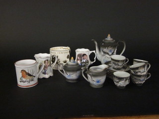 A Wedgwood 1969 Prince Charles Investiture mug, other  Coronation mugs and an egg shell tea service etc