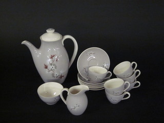 A Royal Doulton 15 piece Frost Pine pattern coffee service comprising coffee pot, cream jug and 6 coffee cans and saucers -  2 cracked,