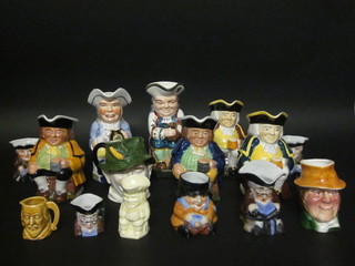 A collection of pottery Toby jugs, including Carltonware,  Masons, etc
