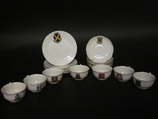 8 Goss plates decorated crests 6", 8 saucers, 2 with chips to rims  and 7 cups