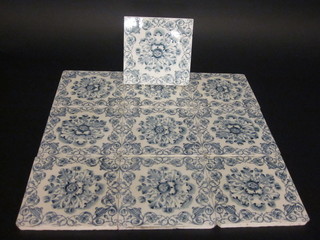 10 various Victorian blue and white tiles
