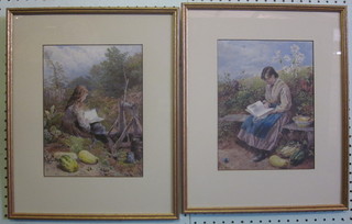 After Birkett Foster, a pair of coloured prints "The Young  Student and The Picture Book" 10" x 8"