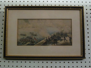 A Victorian Baxter print "Portsmouth? Harbour with Boats" 5" x  9 1/2"