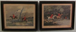After Henry Alken, 2 coloured hunting prints "Number One  Trotting Off" and "In Full Cry" contained in Hogarth frames 15"  x 20"