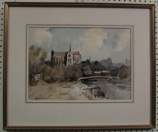 Edward Weeson, watercolour "Arundel Cathedral" 10" x 14"