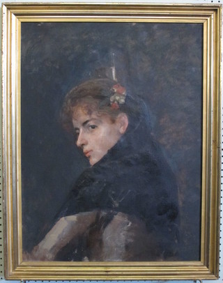 Oil painting, head and shoulders portrait "Spanish Girl" 25" x 19",