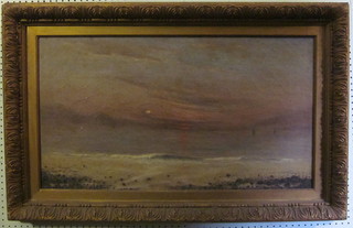 Oil on canvas "Sea Scape at Dusk" 17 1/2" x 31"