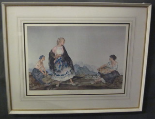Sir William Russell Flint, a coloured print "Basket of Peaches"  14" x 22"
