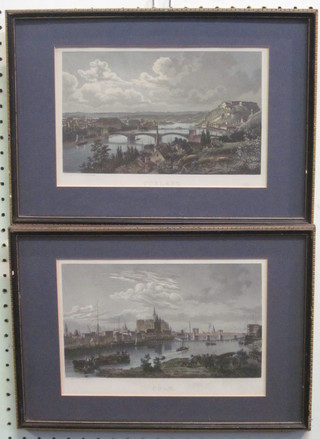 A set of 4 19th Century Continental coloured prints of "Bonn, Frankfurt, Coln and Coblenz"