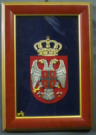 An Armorial plaque depicting Hungarian Coat of Arms 12" x 8"