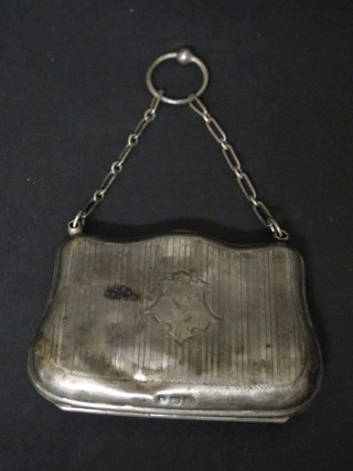 A shaped silver purse, Birmingham 1914
