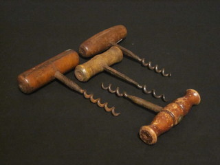 4 various steel corkscrews