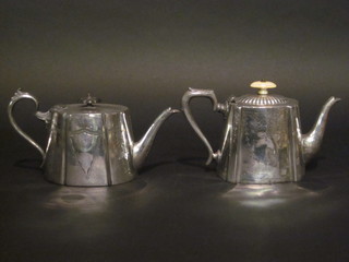 2 oval Britannia metal teapots