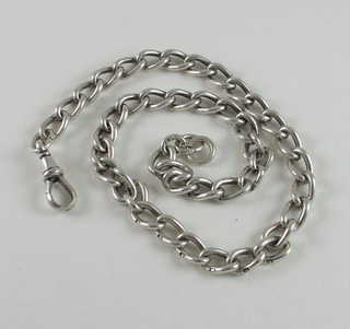 A heavy silver curb link chain