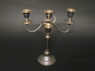 A silver plated 3 light candelabrum