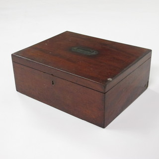 A 19th Century rectangular mahogany trinket box with hinged lid  14"