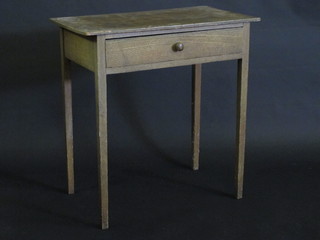 A Victorian pine scumble painted side table fitted a drawer,  raised on square tapering supports 29"