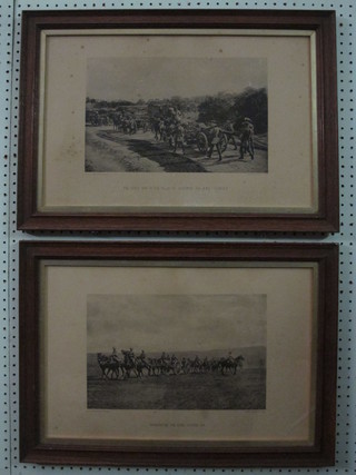 Horrace W Nicholls, 2 black and white Boer War photographs -  The Handyman to the Relief of Lady Smith RM.HMS Terrible  and 1 other Bringing Up The Guns Dundee RA, 9" x 14",  contained in oak frames