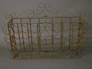 A wrought iron wall mounting 35 bottle wine rack 43"