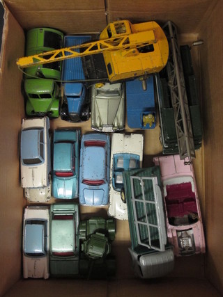 A Dinky Supertoys model crane, a Dinky Bedford dust cart and a collection of various other Dinky Toys