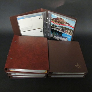 6 brown loose leaf albums of postcards