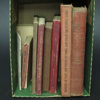 Volume 1 "Instruction in Army Telegraphy and Telephony", 1  volume "The Manual of Map Reading, Photo Reading and Field  Sketching" 1929, 1 volume "The Manual of Horsemanship and  Equitation", "Field Service Pocket Book 1914", "Map Reading  and Field Sketching 1912", "Elementary Notes on Optics",  "Rifle Exercises Made Easy" and "Infantry Training Paper 1921"