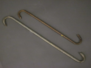 2 large metal butcher's hooks 29" and 23"