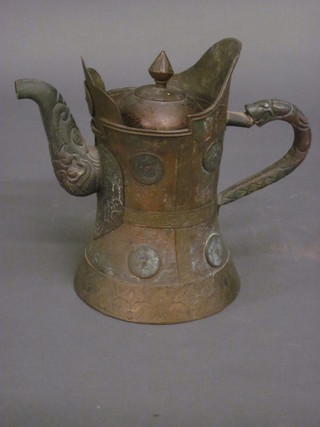 An Eastern metal teapot 8"