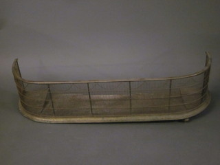 A Victorian D shaped brass and mesh spark guard 46"